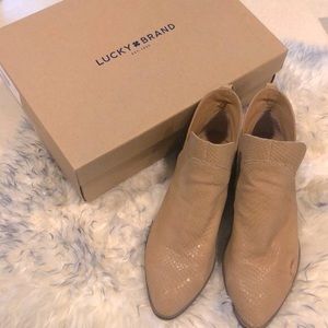 LUCKY BRAND JAMIZIA LEATHER BOOTIES TAN SIZE 6.5
